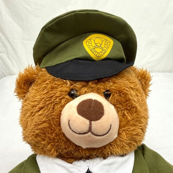 Build A Bear 16" Plush Toy Brown Bear with Army Officer Uniform Hat Boots - Picture 2 of 11